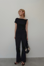 ASYMMETRY TWIST OFFSHOULDER TOPS