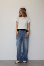 WAIST TUCK BICOLOR DENIM
