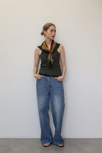 WAIST TUCK BICOLOR DENIM