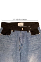 WAIST TUCK BICOLOR DENIM